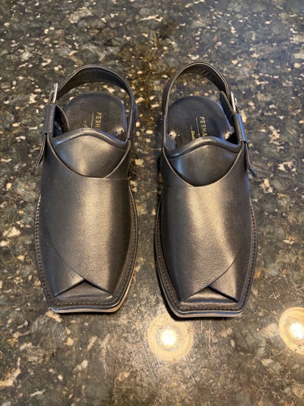 NEW Peshawari Sandals by Bata Black Leather Pakistan Handmade Style Mens Size 10